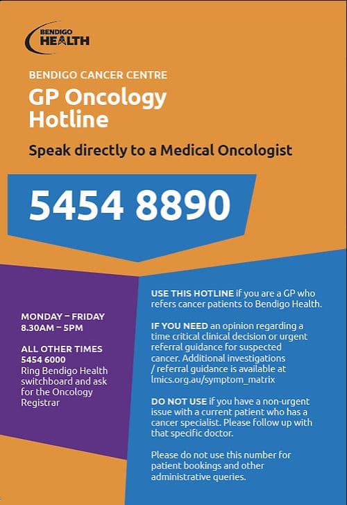 GP oncology hotline (Bendigo Health)